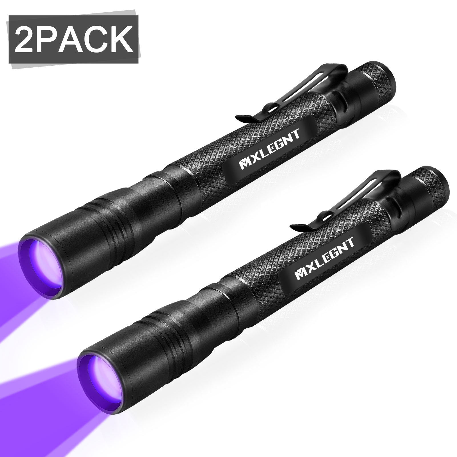 UV Black Light Flashlight: 2 Pack 395nm Torch Pen Inspection Lamp for Pet Urine Detection - Ideal for Dog Cat Urine Pet Stains, Bed Bug on Carpet/Rugs/Floor [Energy Class G]