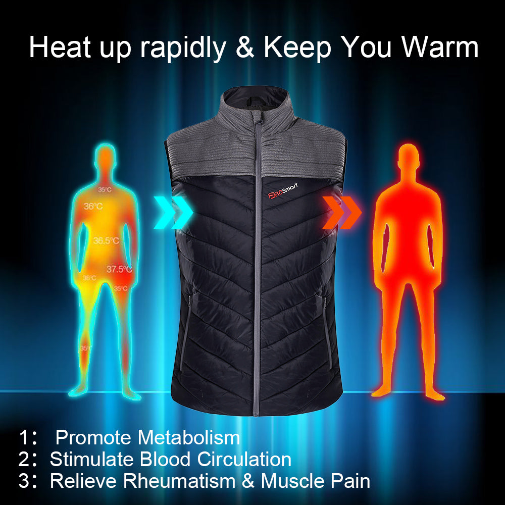 Men's Heated Gilet Heated Vest Lightweight Slim Fit Rechargeable