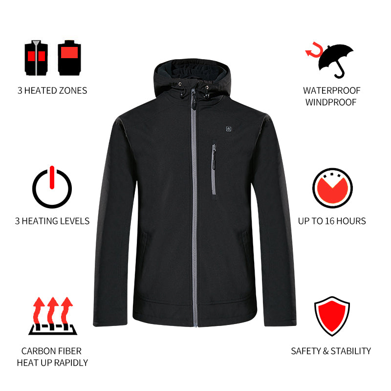 Men's Heated Jacket Waterproof Electric With Battery Pack